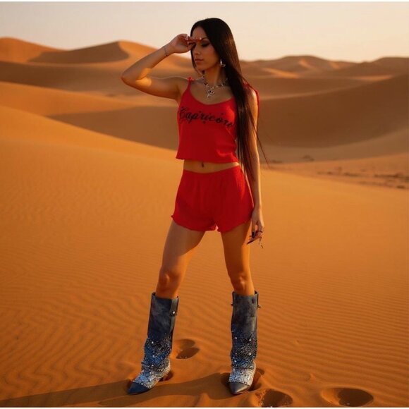 Horoscopez Capricorn Sleep Set W/ Ribbed Knit & Lettuce Trim – NWT Size L - Picture 3 of 6